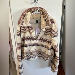 Women’s Wild Fable Aztec Sherpa Cropped Jacket Size L